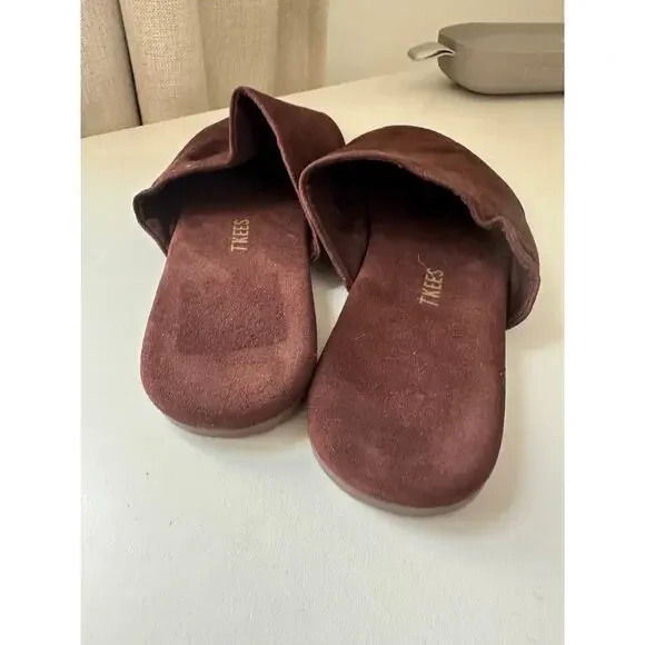 Tkees (9) Chocolate Brown Suede Slip On Mules Minimalist Quiet Luxury Vibes - Picture 4 of 6